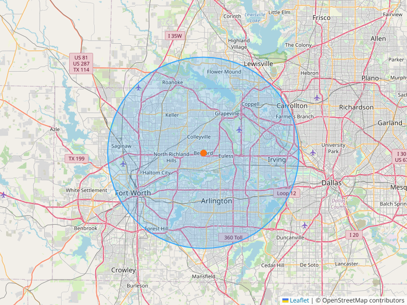 Service area map preview